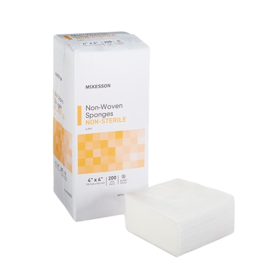 McKesson Non-Woven Gauze Sponges, Non-Sterile Wound Pads, 4 in x 4 in, 200 per Pack, 1 Pack