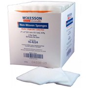 McKesson Non-woven Sponge Polyester/Rayon, 4-Ply, 2 Inches x 2 Inches, Square, White, Sterile, 2 per Pack, One Box of 100 Sponges