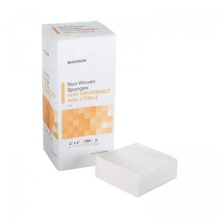 McKesson Non-woven Sponge Polyester/Rayon, 4-Ply, 4 Inches x 4 Inches, Square, Non-Sterile, 2,000 Count