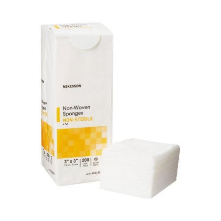 McKesson Non-woven Sponges Polyester/Rayon, 4-Ply, 3 Inches x 3 Inches, Square, White, Non-sterile, 4000 Count