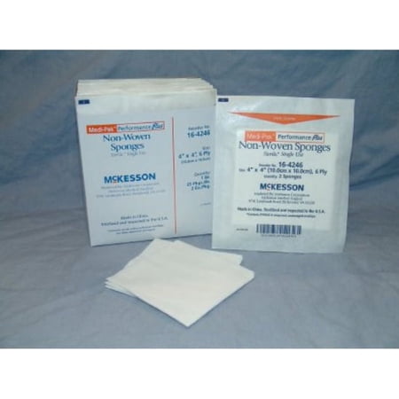 McKesson NonWoven Sponge Polyester / Rayon 6-Ply 4 X Inch Square Sterile, 16-4246 - CASE OF 300