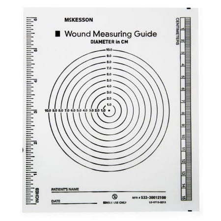 McKesson Nonsterile Plastic Wound Measuring Guide, 5 x 7 Inch (Pack of 100) 5 x 7 Inch, 100 Count