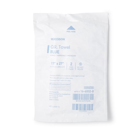 McKesson O.R. Towels, Disposable - Pre-Washed, Sterile - 17 in x 27 in, 2 Count