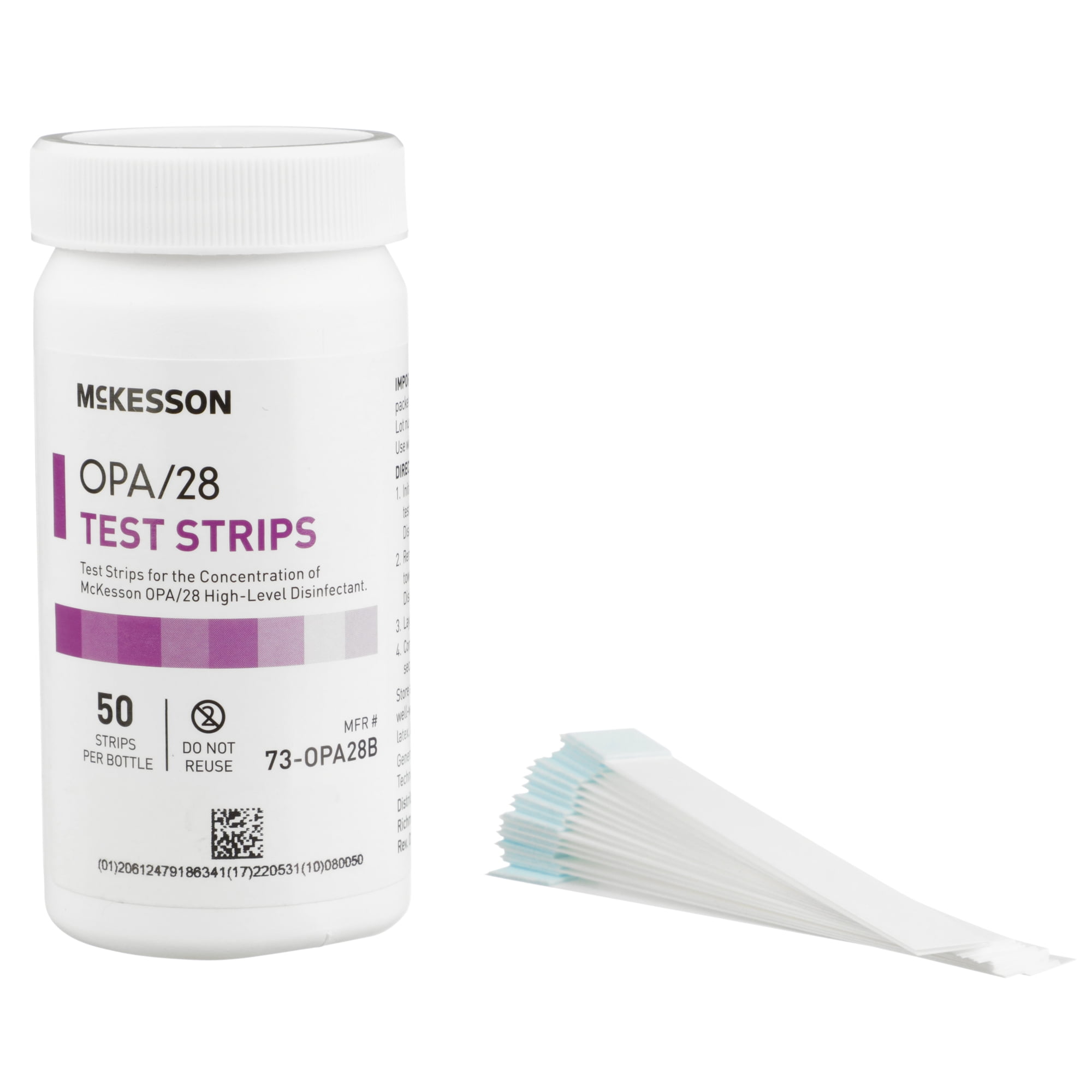 McKesson OPA/28 Test Strips, Concentration Indicator, Single-Use, 50 Count, 2 Packs, 100 Total