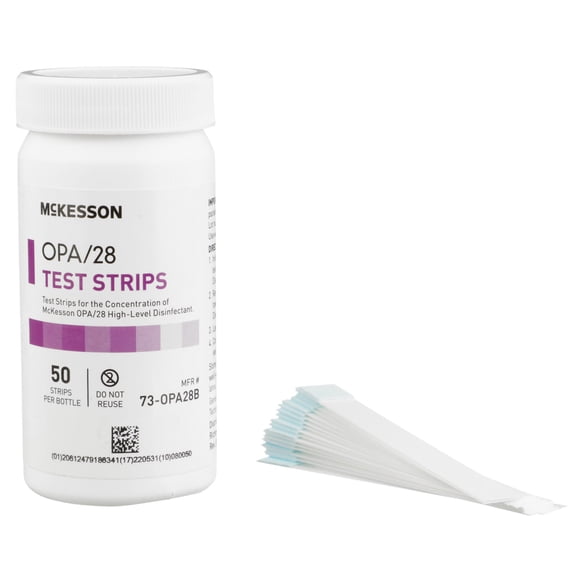 McKesson OPA/28 Test Strips, Concentration Indicator, Single-Use, 50 Count, 2 Packs, 100 Total