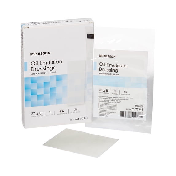 McKesson Oil Emulsion Impregnated Dressing 3 x 8" Rectangle Acetate Gauze 61-77042 24 Ct