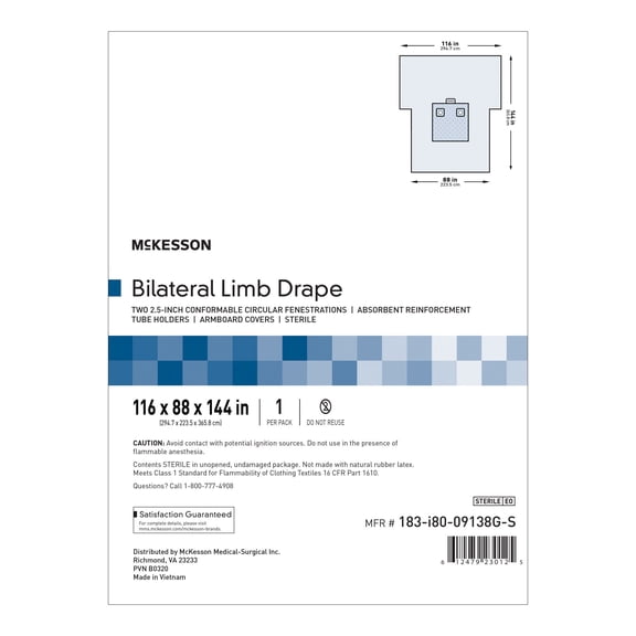 McKesson Orthopedic Drape Blue 116 W X 88 W X 144 L Inch 183-I80-09138G-S