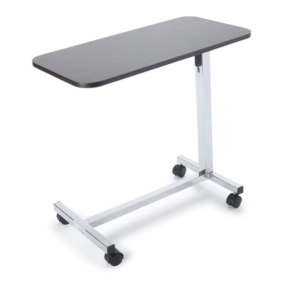 McKesson Overbed Table Non-Tilt Top Walnut Wood Grain 28.25 to 43.25" Height Range 16-11610