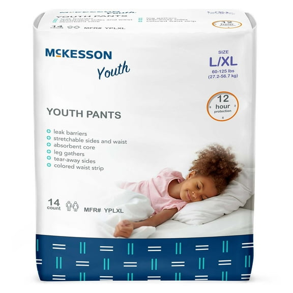 McKesson Overnight Training Pants for Boys or Girls - Size Large/XL, 60-120 lbs, 4 Packs, 56 Count