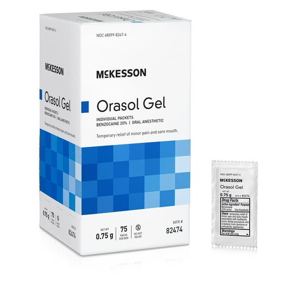 McKesson Peppermint Flavor Oral Pain Relief Benzocaine Oral Gel, 0.75 Gram