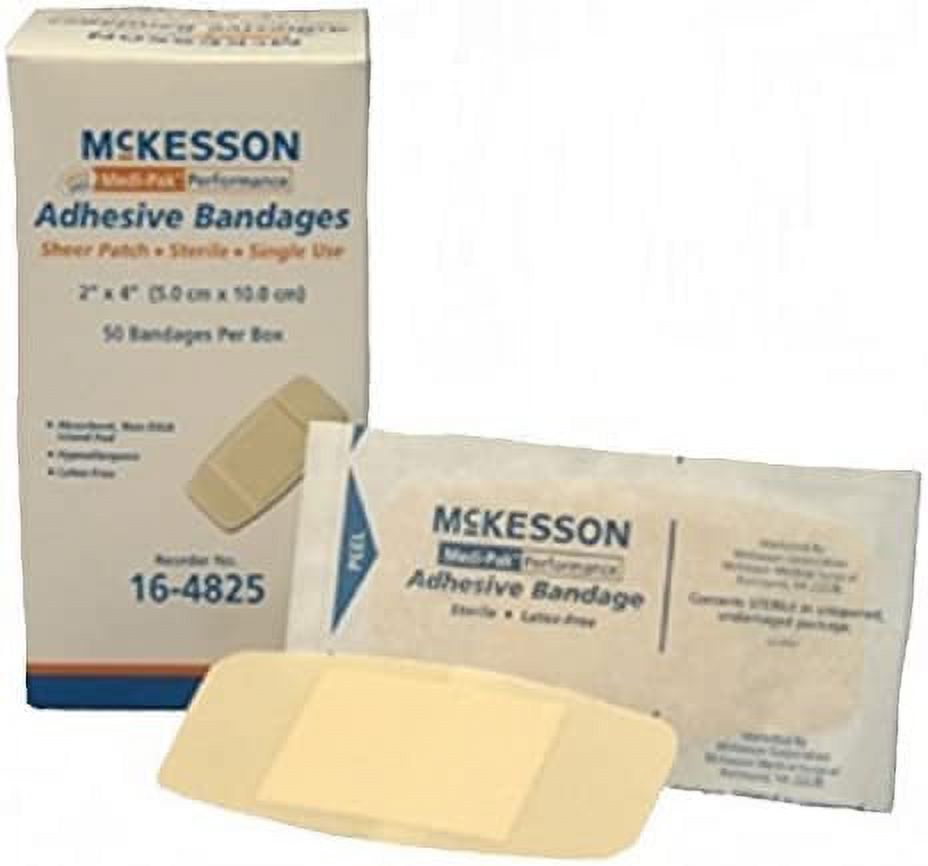 McKesson Performance Brand Adhesive Bandage Sheer Patch 2"X4" Box of 50 Model 164825 by