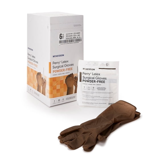 McKesson Perry Disposable Sterile Latex Surgical Glove Standard Cuff Length SIZE 6.5 20-1365N 200 per Case