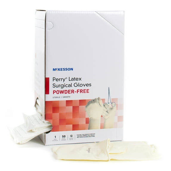 McKesson Perry Latex Surgical Gloves, Latex, Sterile - Cream, Size 6, 50 Count, 4 Boxes, 200 Total