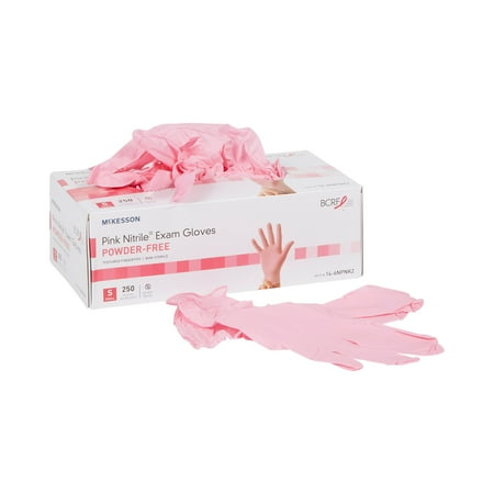 McKesson Pink Nitrile Disposable Nitrile Exam Glove Standard Cuff Length SMALL 14-6NPNK2 2500 per Case