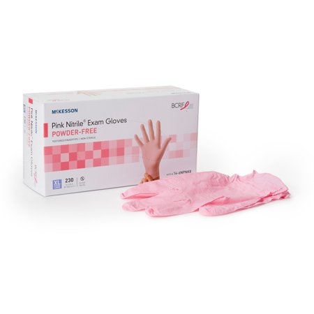 McKesson Pink Nitrile Exam Gloves - Powder-Free, Latex-Free - Size XL, 230 Count, 1 Box