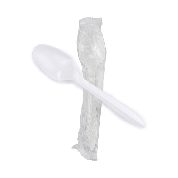 McKesson Plastic Teaspoons, Disposable - General Purpose - White, 5 1/2 inches, 1000 Ct