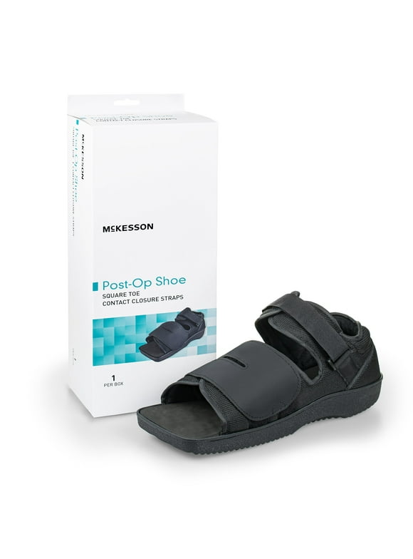 McKesson Post-Op Shoe, Contact Closure Straps, Black, Size Small, 1 Ct
