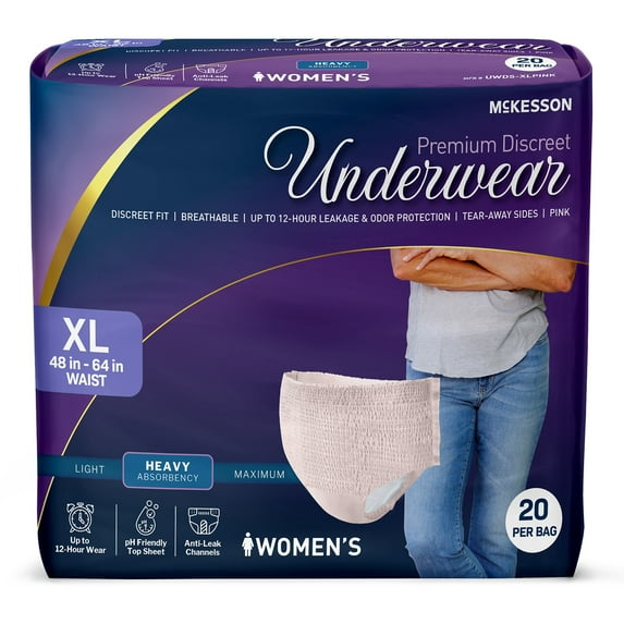 McKesson Premium Discreet Underwear for Women - Heavy Absorbency Incontinence Briefs - XL, 20 Count, 1 Pack