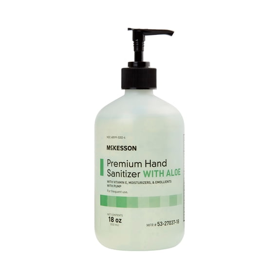 McKesson Premium Hand Sanitizer Gel with Aloe, Spring Water Scent, 18 oz, 1 Count, 12 Packs, 12 Total