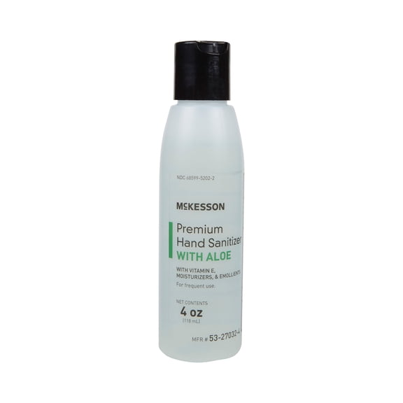 McKesson Premium Hand Sanitizer with Aloe, Ethyl Alcohol, Spring Water Scent, 4 oz, 1 Count, 24 Packs, 24 Total