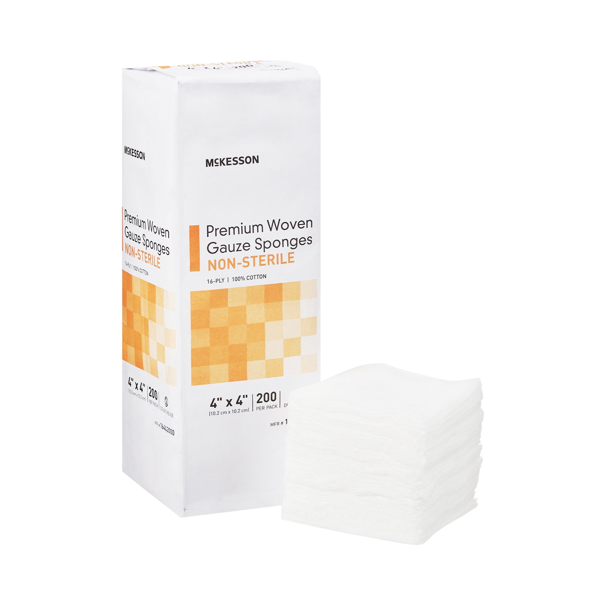 McKesson Premium Woven Gauze Sponges, NonSterile Wound Pads, 4 in x 4
