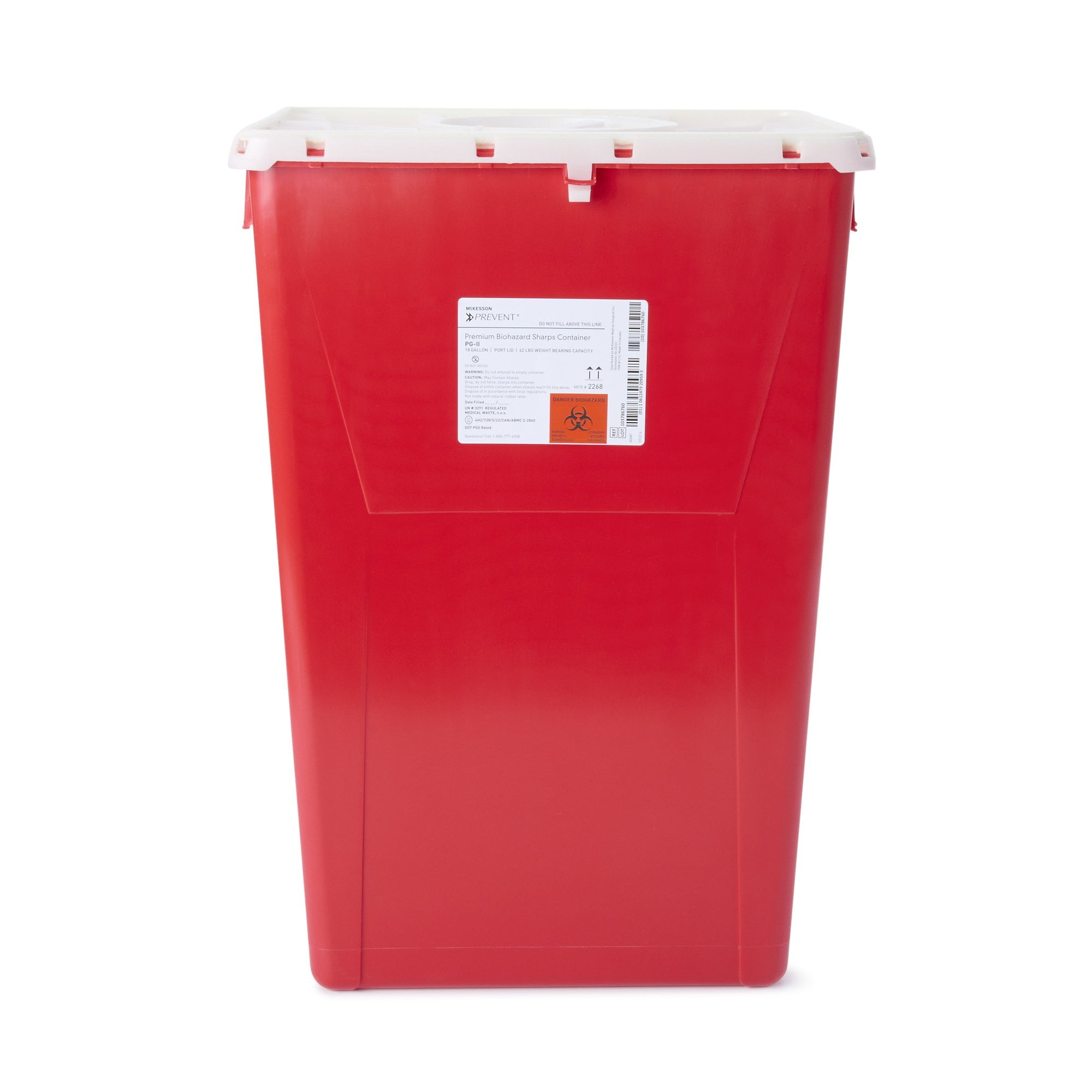 McKesson Prevent Biohazard Sharps Container, Lockable, PunctureResistant 18 gal, 7 Ct
