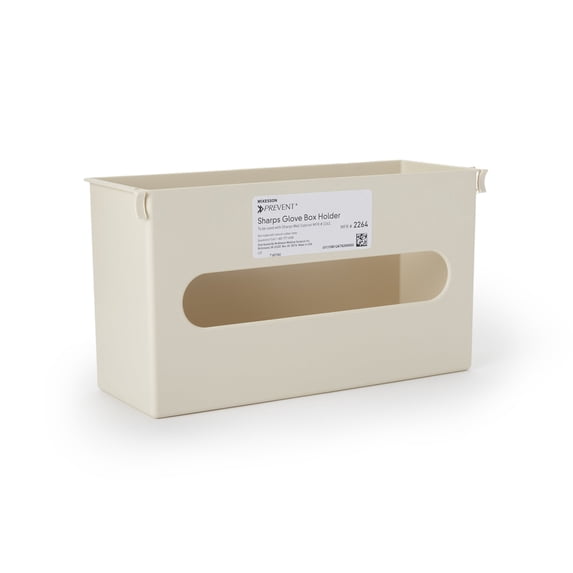 McKesson Prevent Glove Box for Sharps Cabinet - Vertical Mounting, Plastic, Putty Color - 11 in L x 3 7/8 in D x 6 1/2 in H, 1 Ct