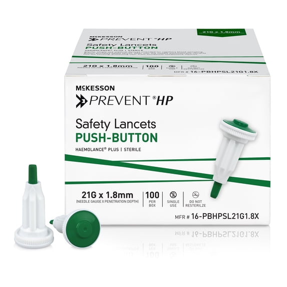 McKesson Prevent HP Safety Lancet 21 Gauge Needle 1.8 mm Depth 20 Box(s), 100 /Box