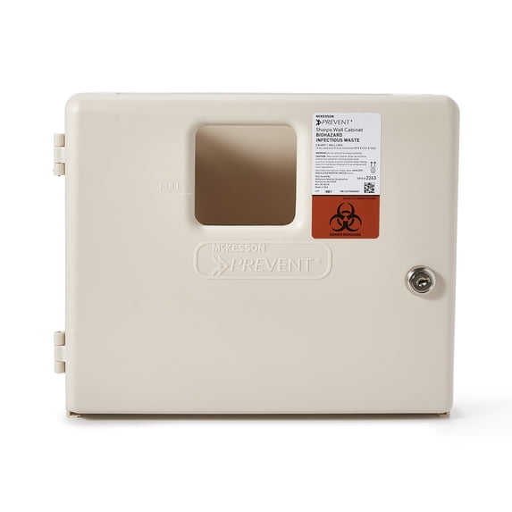 McKesson Prevent Sharps Collector Wall Cabinet, 12.25 in x 4.75 in x 10 in, 1 Ct