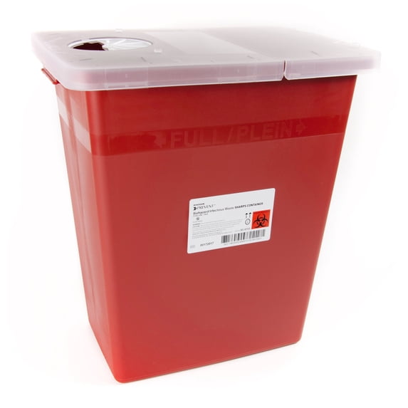 McKesson Prevent Sharps Container, Biohazard, Locking Lid - Red, 8 gal, 10 Ct