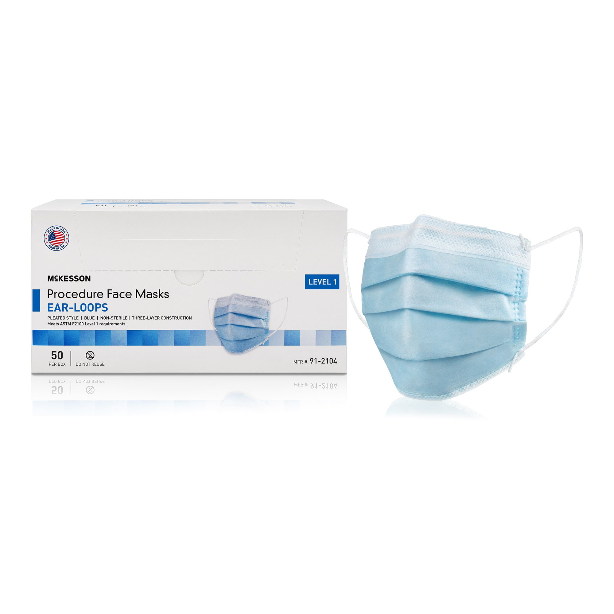 Procedure Mask McKesson Pleated Earloops One Size Fits Most Blue NonSterile Procedure Mask McKesson Pleated Earloops One Size Fits Most Blue NonSterile