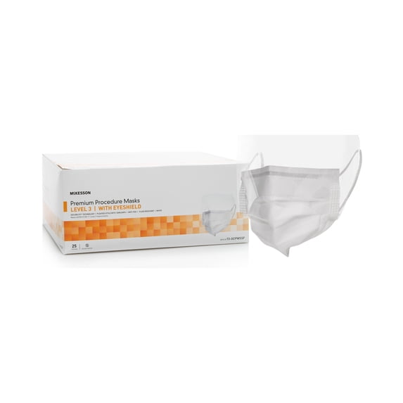 McKesson Procedure Mask with Eye Shield Pleated 25 per Box 73-GCPWSSF