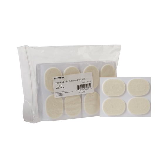 McKesson Protective Foot Pads - Felt, Adhesive, White - Size 104, 1/8 in, 4000 Ct