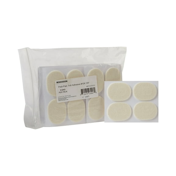 McKesson Protective Foot Pads - Felt, Adhesive, White - Size 104, 1/8 in, 4000 Ct