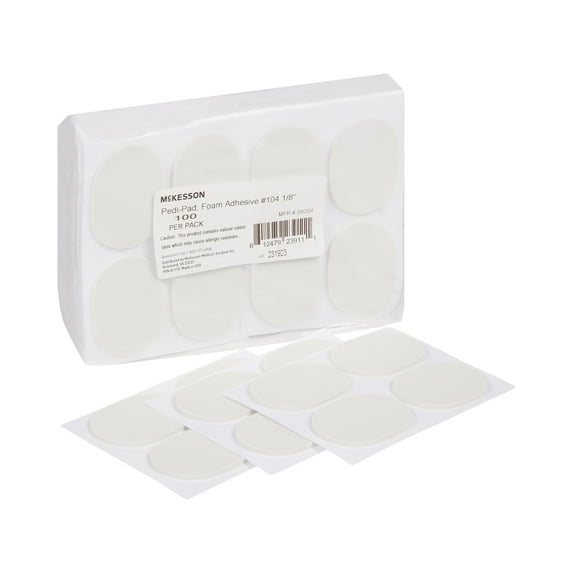 McKesson Protective Foot Pads - Foam, Adhesive, White - Size 104, 1/8 in, 100 Ct