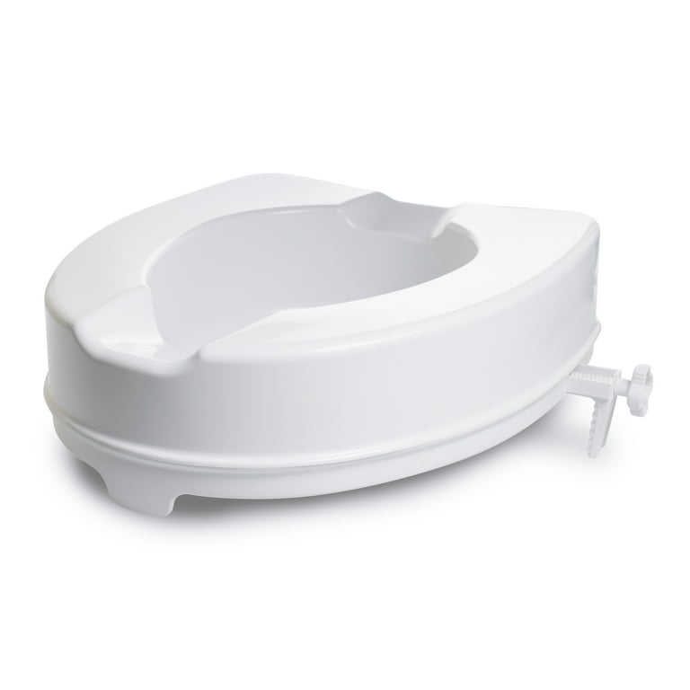 Mckesson Elongated Raised Toilet Seat with Arms White 300 lbs. Weight Capacity Mckesson Elongated Raised Toilet Seat with Arms White 300 lbs. Weight Capacity