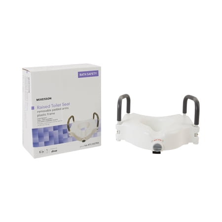 McKesson Raised Toilet Seat with Removable Padded Arms, 17 in x 16.5 x 5 in, 1 Ct