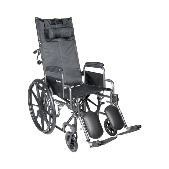 McKesson Reclining Wheelchair Steel 18"-20"W x 16"D Elevating Legrest