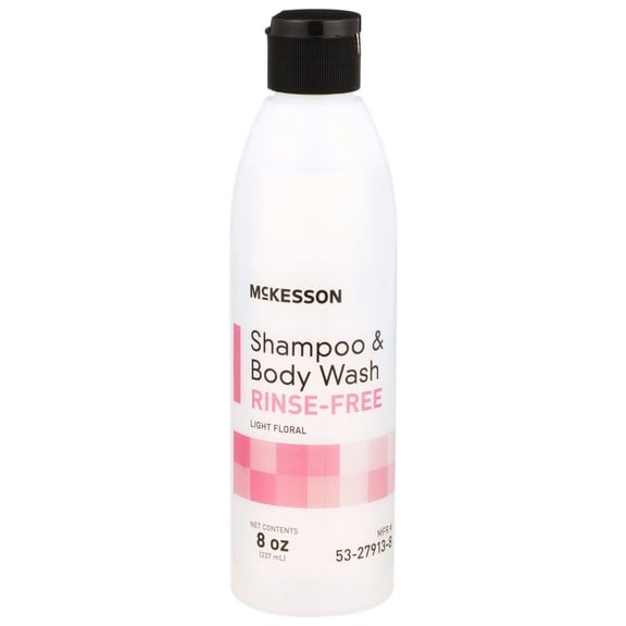 McKesson Rinse-Free Shampoo and Body Wash, Light Floral Scent, 8 oz, 8 Pack