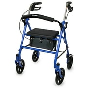 McKesson Rollator Walker for Seniors with Seat, Wheels - Blue, 300 lbs Capacity, 1 Ct
