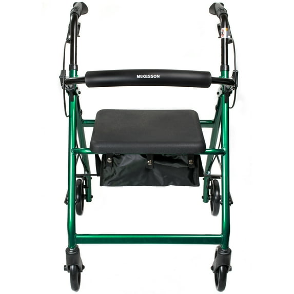 McKesson Rollator Walker with Seat - Lightweight, Aluminum Walker with Wheels, 1 Ct