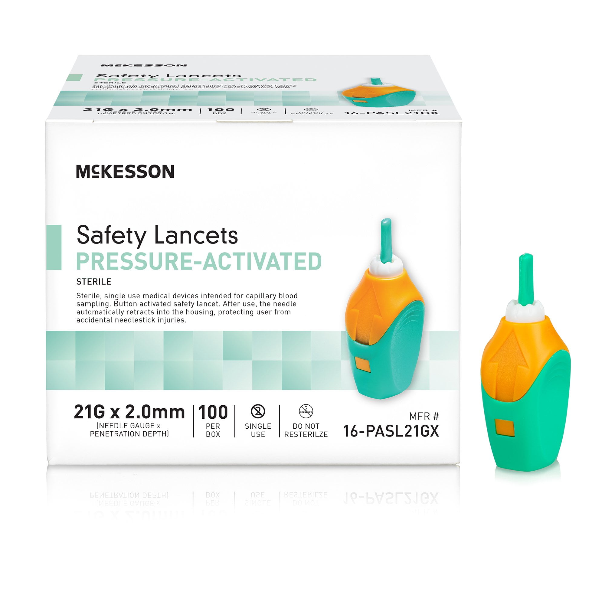 McKesson Safety Lancet 21 Gauge Needle 2.0 mm Depth 1 Box(s), 100 /Box