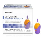 McKesson Safety Lancets, Pressure-Activated - 30 Gauge Needle, 1.5mm Depth, 100 Count, 1 Pack