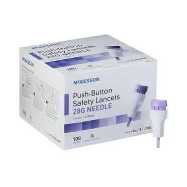 McKesson Safety Lancets, Push-Button Diabetes Lancet - 28G, 1.5 mm, 100 Count, 1 Pack
