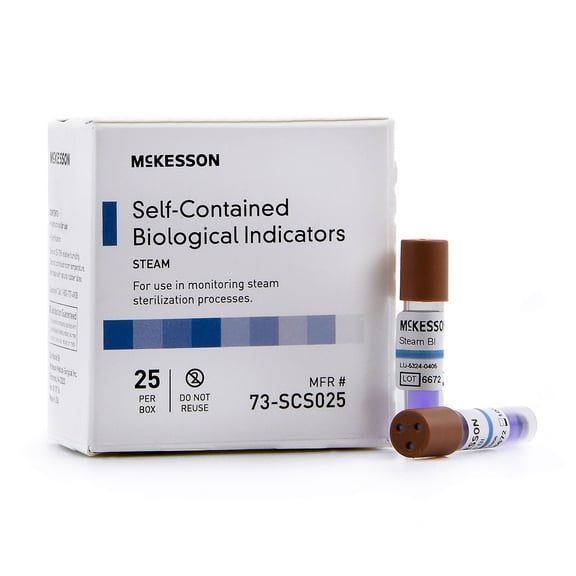 McKesson Self-Contained Biological Indicator, Stream Sterilization Process, 25 Count, 1 Pack
