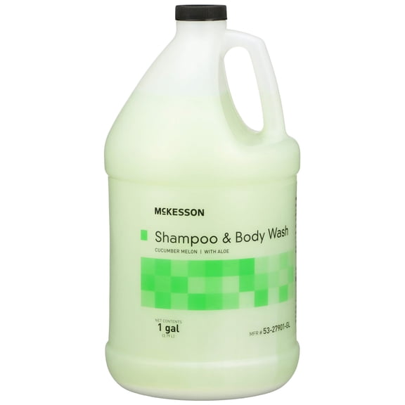 McKesson Shampoo and Body Wash with Collagen for Fragile Hair, Hydrating & Moisturizing - Cucumber Melon Scent, 1 Gallon Jug, 1 Count