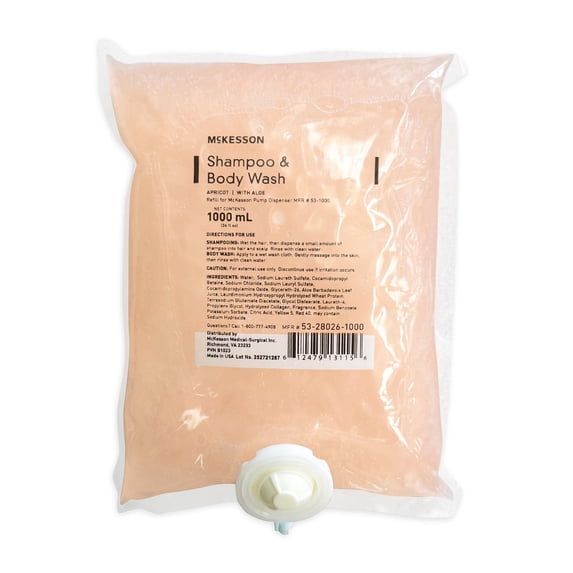 McKesson Shampoo and Body Wash for Fragile Skin and Hair - Apricot Scent, 1000 mL, 10 Ct