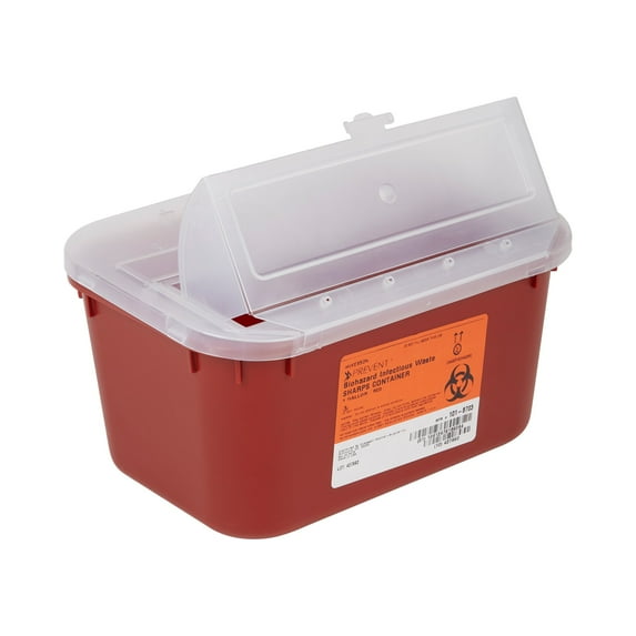McKesson Sharps Container, Nestable, Horizontal - Red, 1 gal, 10 in x 5 in, 24 Ct