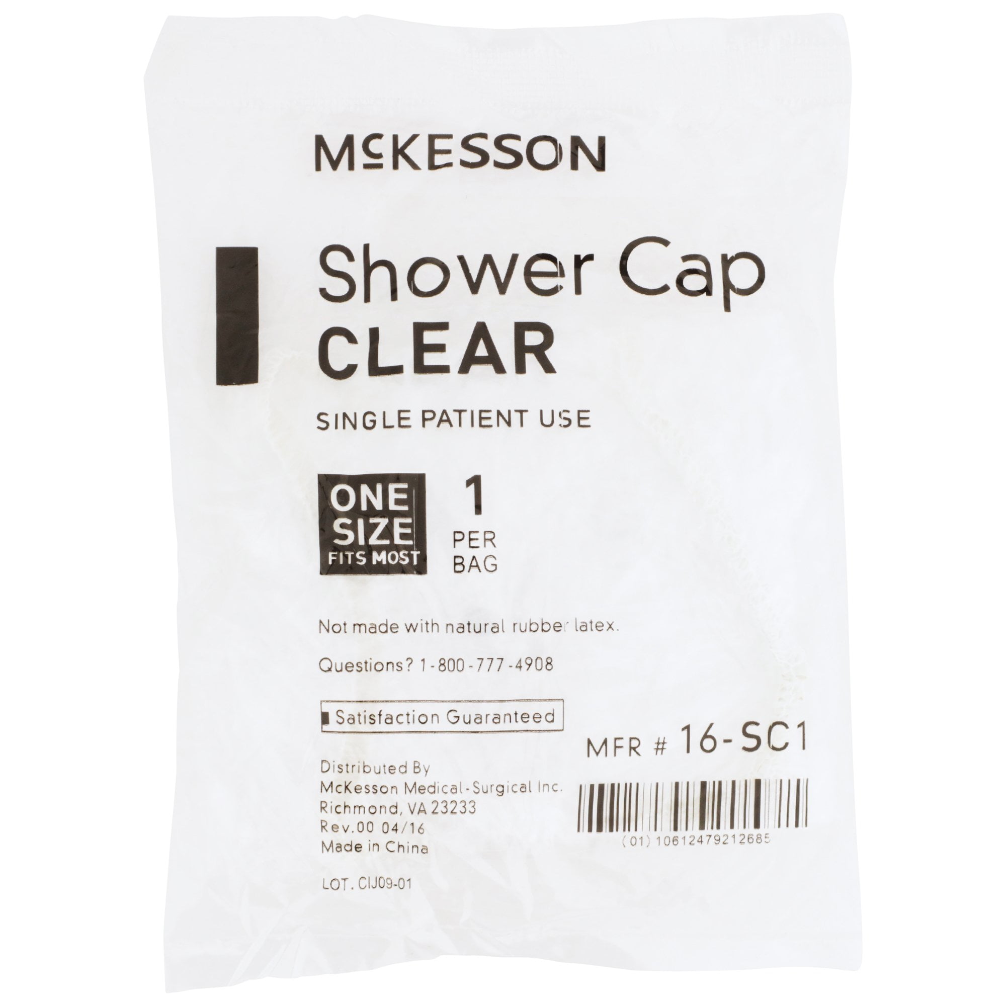McKesson Shower Cap Clear, Disposable Hair Cover for Men or Women, One Size, 200 Ct