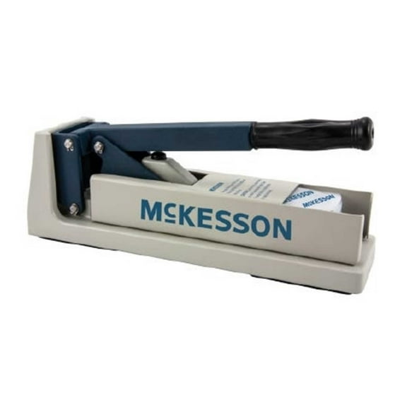 McKesson Silent Knight Pill Crusher Hand Operated Push Down Mechanism, Blue / White 1 Count